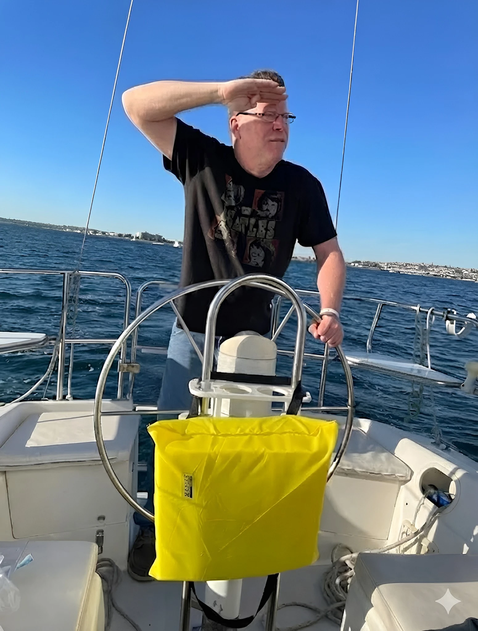 Andy Shaughnessy on a sailboat